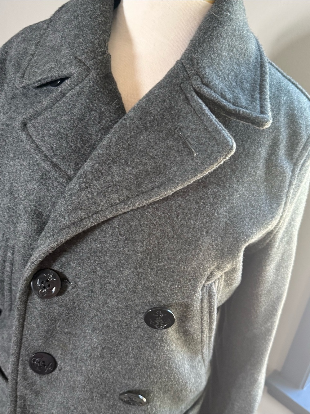 Old Navy Charcoal Gray Double-Breasted Peacoat - Picture 2 of 7